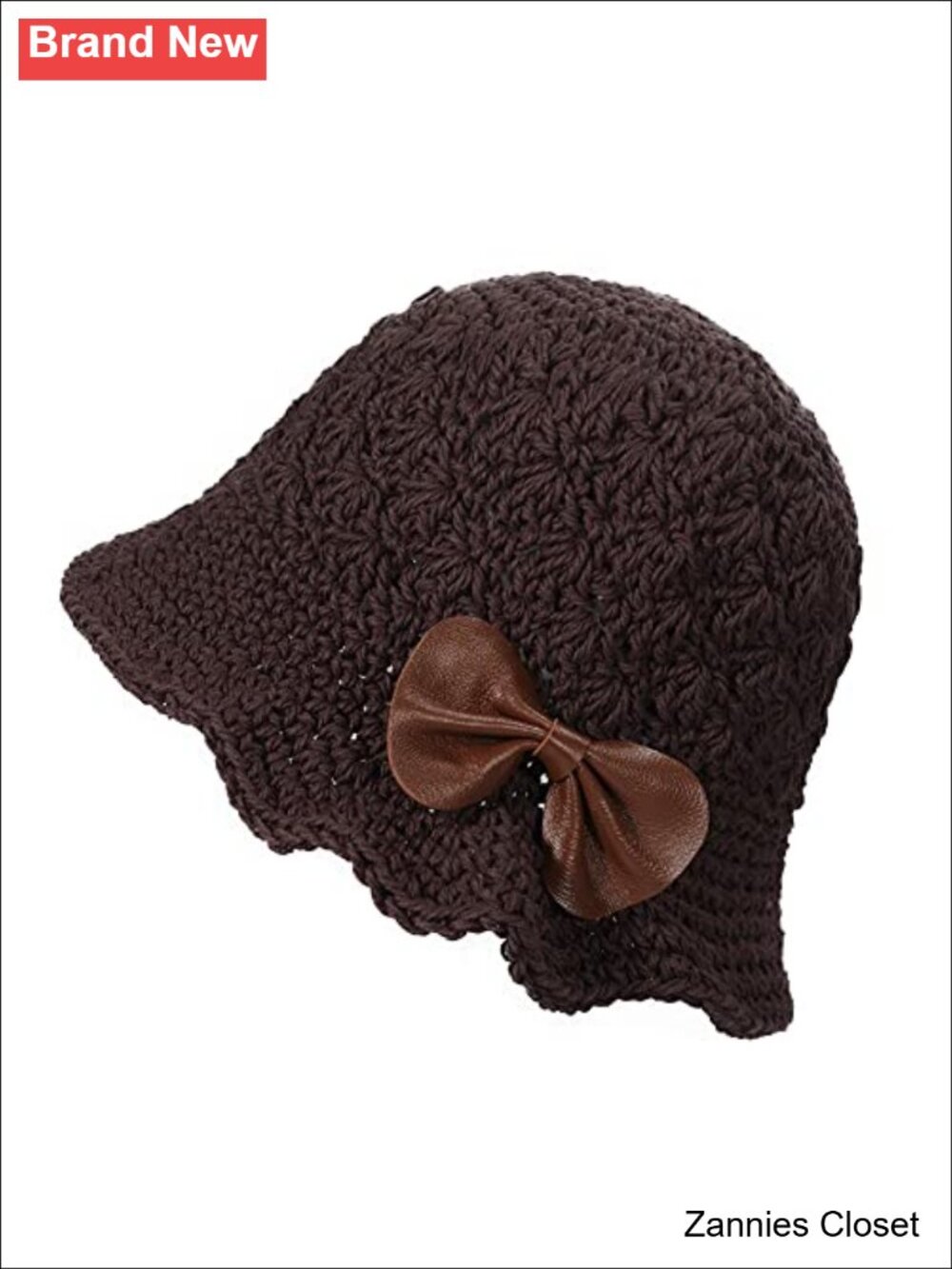 🤠 ZLYC Women's Crochet Bucket Hat 100% Cotton Handmade with Leather Bow